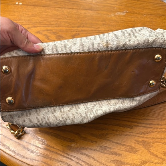 Michael Kors Brown and Cream Satchel with Gold-Tone Hardware - Picture 4 of 5